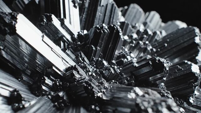 Stibnite mineral specimen with metallic luster and sharp detail