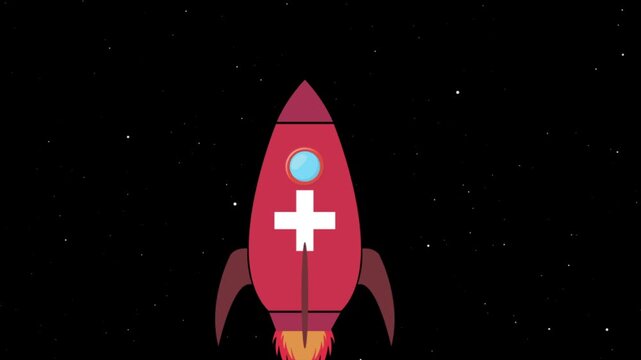 Switzerland Rocket Flag Icon Animation Launching into Space