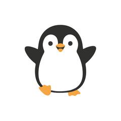 Obraz premium Cute penguin character illustration in flat vector style, adorable Antarctic animal icon isolated on white background