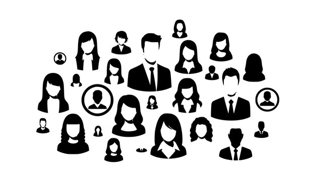 Diverse user avatar silhouettes collection business people profile icons vector illustration