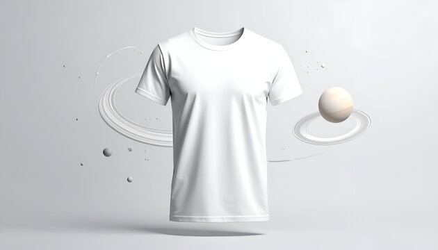 White T-shirt with space elements design.