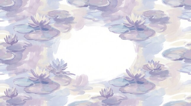 Impressionist Water Lily Pond Pattern Lavender and Lilac