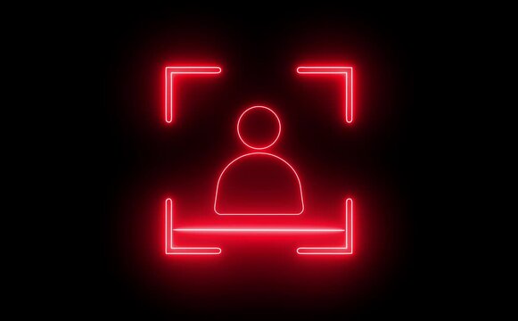 people user icon scan animation showing futuristic face detection and people identification in minimal flat neon style.