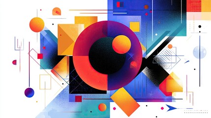 Obraz premium Stylish digital composition featuring vibrant circular and geometric shapes