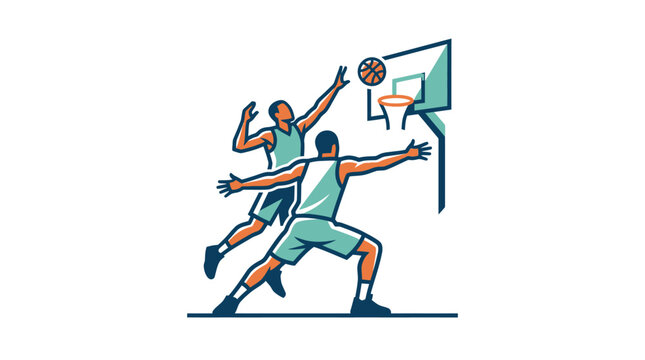 Basketball Players in Action A Slam Dunk Attempt