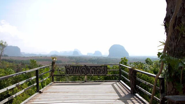 Scenic View of Limestone Mountains from Din Daeng Doi Terrace in Krabi