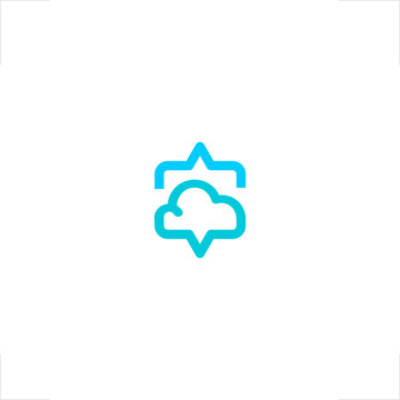 This minimalist vector logo combines coding brackets, cloud storage, and communication bubbles, perfectly suited for high-tech software development companies, cloud-native messaging platforms, AI serv