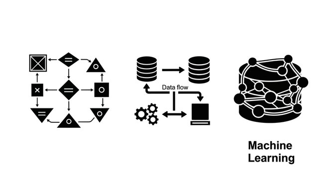Machine Learning Algorithms, Data Flow, and Neural Network Concepts