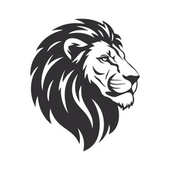 Obraz premium minimalist lion head flat design vector illustration