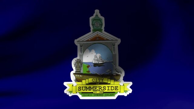 Summerside City Canada Waving Flag Close-up Real Time Loop
