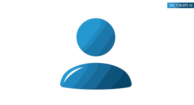A simple, stylized blue icon representing a generic user or person profile.