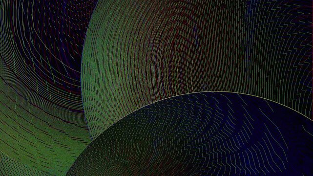 Abstract Glitch Art Digital Distortion with Spheres, Moir&eacute; Pattern and Chromatic Aberration Background