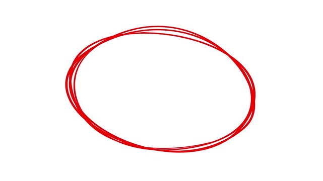 Circle marker with drawing effect, hand drawn circle marker white screen, red marke pen style, Red Circle Highlighter Scribble Animation on transparent background.