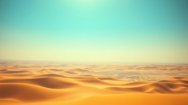 cyma. Mirage of an oasis over a desert landscape with heat distortion effect. ESG reports, sustainability campaigns, designed for sustainability communications and ESG reporting.