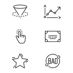 Fototapeta premium Minimalist business icon set, black line vector icons for data analysis and marketing, professional corporate symbols for web design and UI