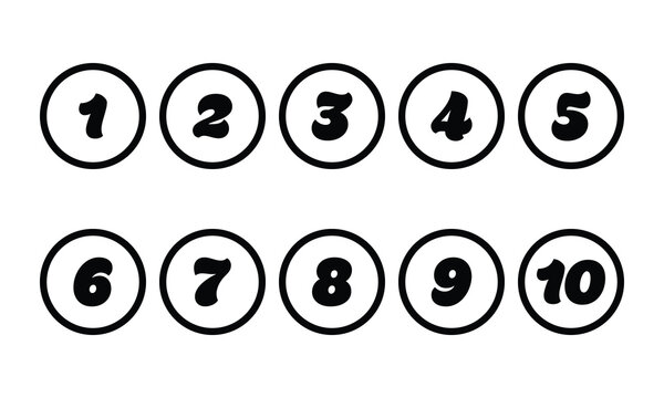 Bold Rounded Numbers 1-10 Circle Outline Sticker Icons