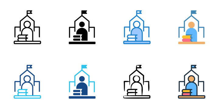 Counselor icons set multiple style collection. Editable stroke 
