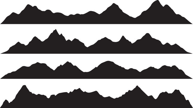 mountain silhouette ridge outline set horizontal profiles vectors