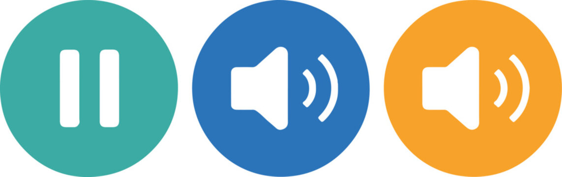 media ui icon pack play pause volume speaker colorful vector