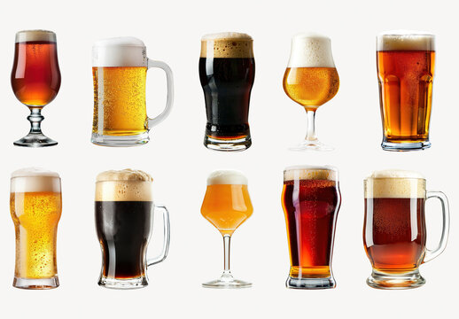 Variety Of Beer Glasses Showcased Element Set