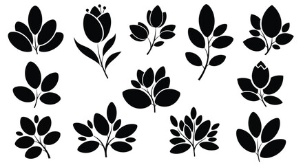 Obraz premium A collection of different black flower silhouettes