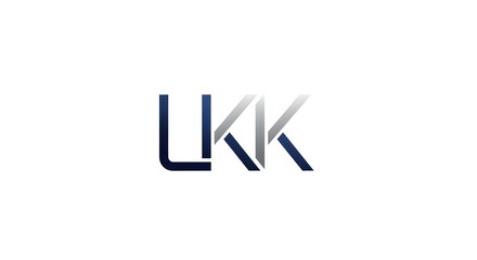 Obraz premium Sleek typographic logo design featuring the letters LKK in a bold dark blue and grey color scheme