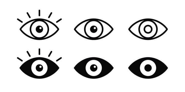 Eye icon set. Eyesight symbol. Retina scan eye icons. Eye silhouette. Simple eyes collection. Eyesight pictogram