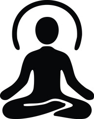 Meditation filled icon for mental health and mindfulness yoga