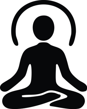 Meditation filled icon for mental health and mindfulness yoga