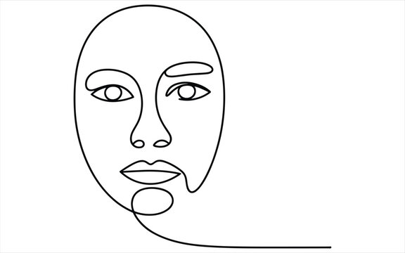 Single continuous line of a human face, minimalist portrait