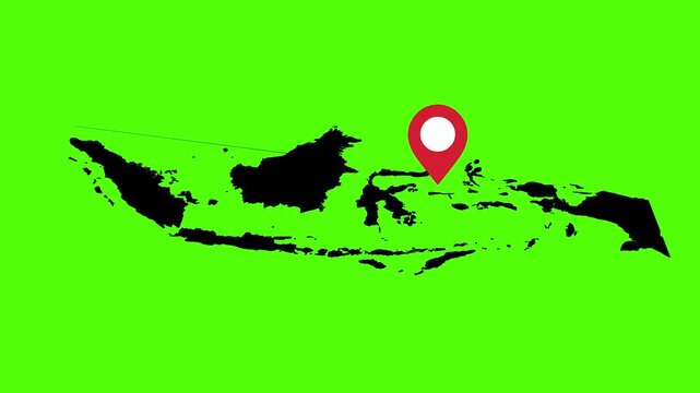 Indonesia Map Location Pin Highlight Geographic Animation