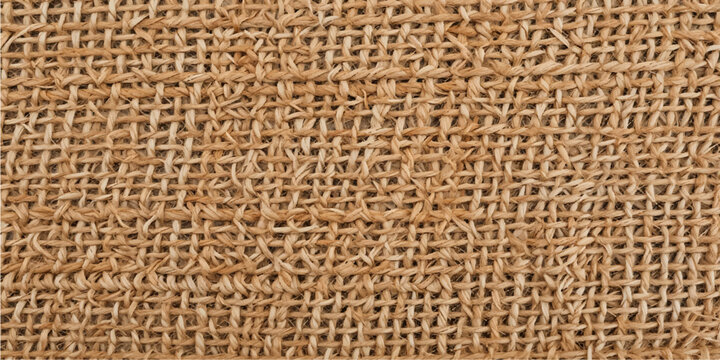 A macro closeup of a rough brown woven basket texture reveals a detailed beige fiber pattern resembling burlap and linen textile material