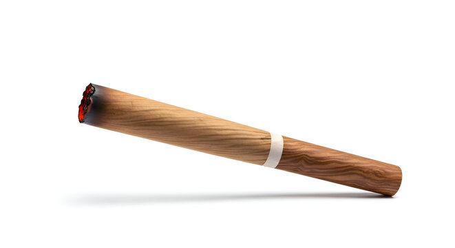 Cigar on white background closeup.