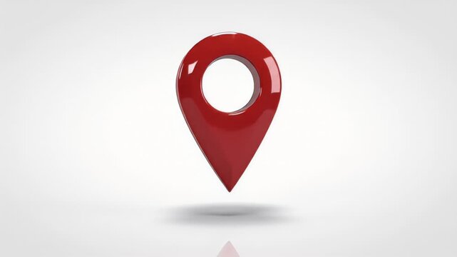 A vibrant red location marker icon floats against a clean, white background, symbolizing navigation and pinpoint accuracy.