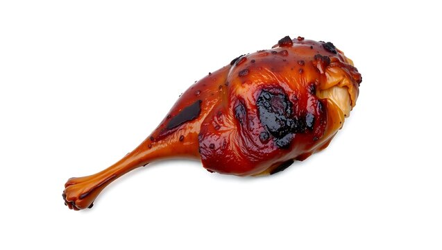 Isolated Ayam Bakar leg quarter on white background, high-resolution studio lighting, clear detail of char marks and glaze, no utensils
