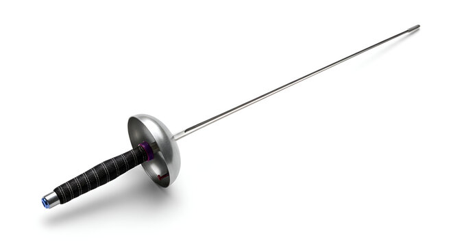 Fencing sword with black handle.