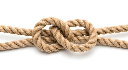 Fototapeta premium Knot in a brown rope closeup.