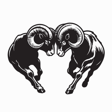 Traditional Ram Fighting Tournament Logo Featuring Powerful Rams