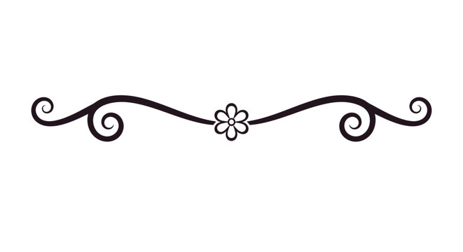 Black floral swirl design element.