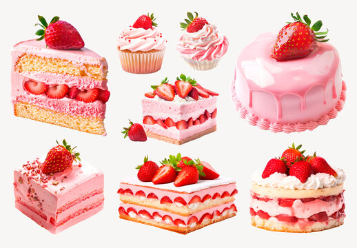 Delicious Strawberry Themed Dessert Element Set