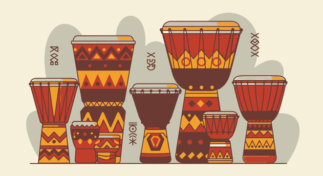Vibrant African Djembe Drums Illustration