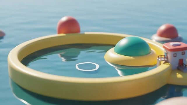 3D Render of a Sustainable Floating City Concept for Climate Change Adaptation and Ocean Living