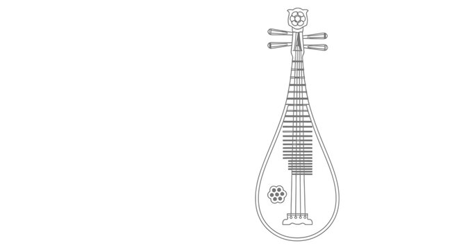 Sitar Indian classical music instrument vector illustration