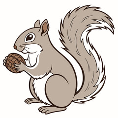Naklejka premium Cartoon Squirrel, Brown Squirrel Icon, Squirrel Vector, Wildlife Illustration