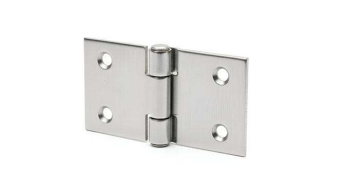 Metal door hinge hardware close-up.