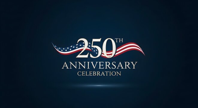 250th Anniversary Celebration of United States with Waving American Flag Graphic