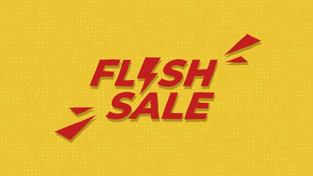 Flash Sale animated promo video, bold red background, lightning bolt icon, dynamic burst rays