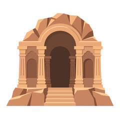 Obraz premium Ancient stone structure with columns and entrance, illustration