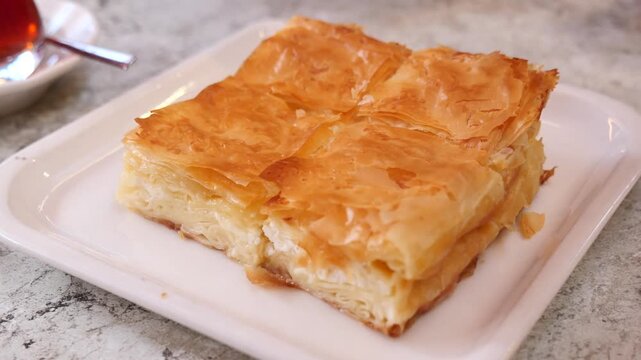 turkish borek served at a cafe in Istanbul during the afternoon