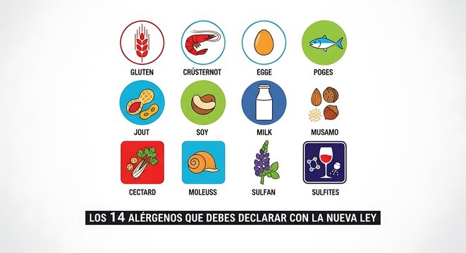 Allergen icons food sensitivity symbols on white background dietary concept